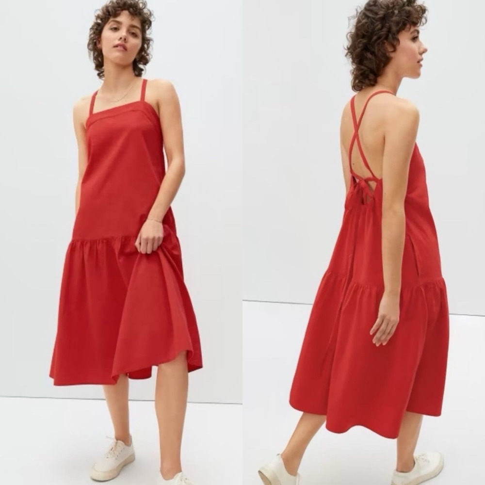 Everlane The Pinafore Dress Jacquard in Scarlet Red Sleeveless Women's 2 NWT